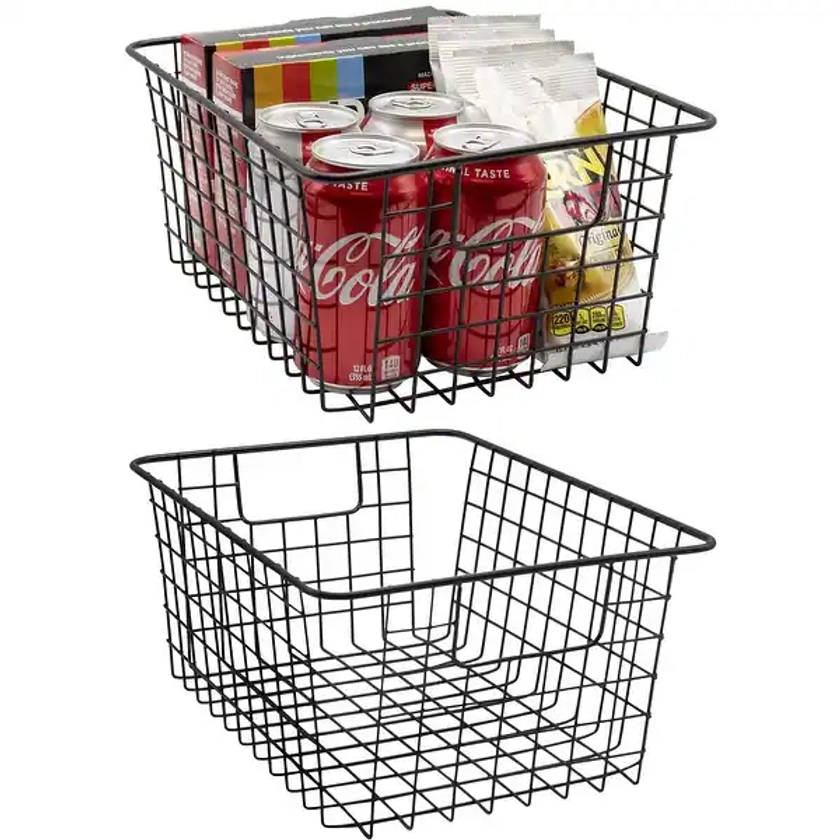 Stackable Baskets Storage Bin Metal Wire Organizers Iron (2-Pack) - 2-Pack | Overstock.com Shopping - The Best Deals on Kitchen & Pantry Storage | 38793426