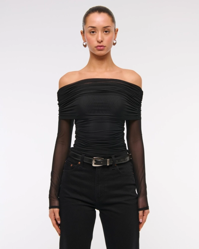 Women's Long-Sleeve Mesh Foldover Bodysuit | Women's New Arrivals | Abercrombie.com