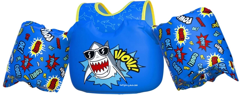 Dark Lightning USCG Approved Life Jacket for Kids, Toddler Swim Vest with Arm Floats for Pool,Shark