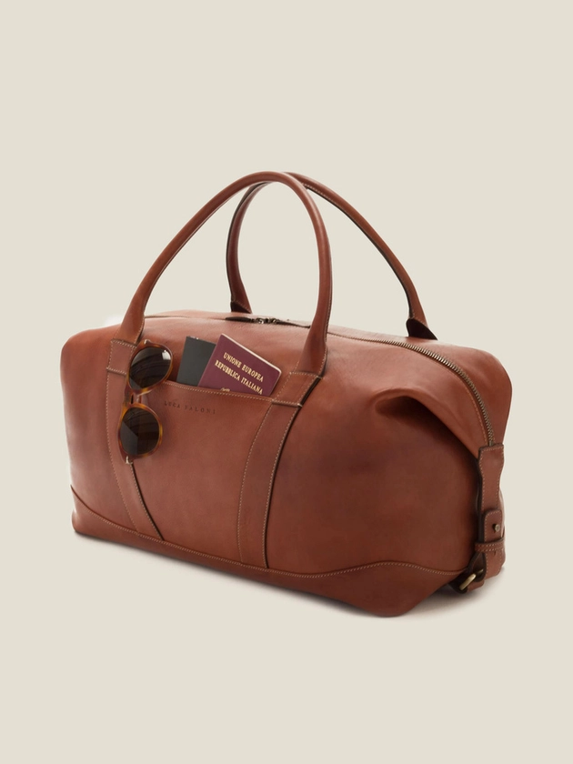 Light Brown Leather Travel Bag | Luca Faloni
