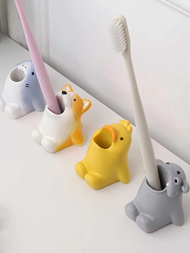 1 Pièce Porte-brosse À Dents Animalière Cartoon Créatif, Étagère De Rangement Adorable, Couleurs Multiples