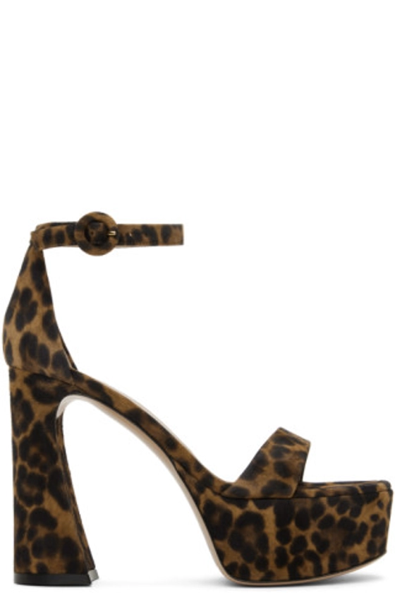 Gianvito Rossi - Brown Leopard Print Heeled Sandals