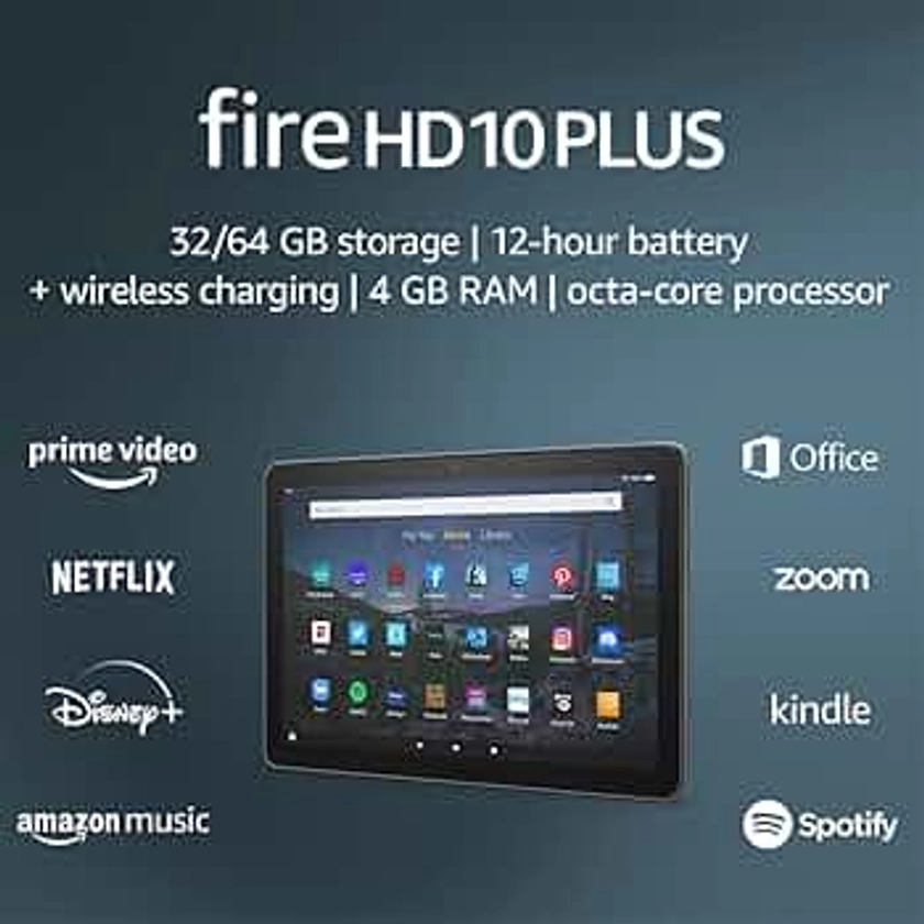 Amazon Fire HD 10 Plus tablet, 10.1", 1080p Full HD, 32 GB, (2021 release), Slate