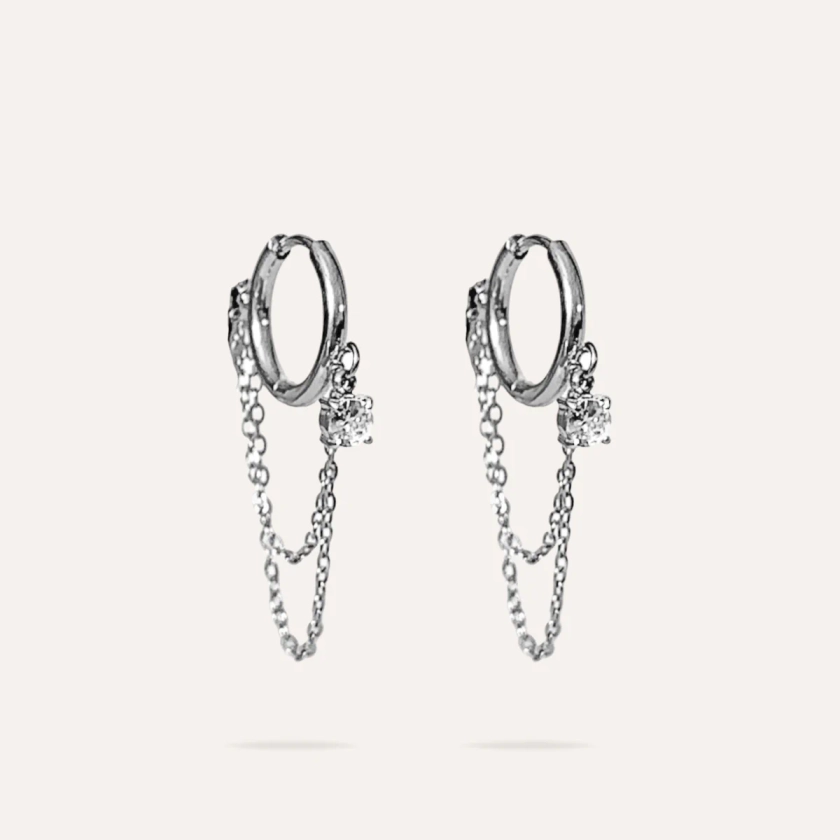 Anabelle | Boucles d'oreilles en acier inoxydable et zircons