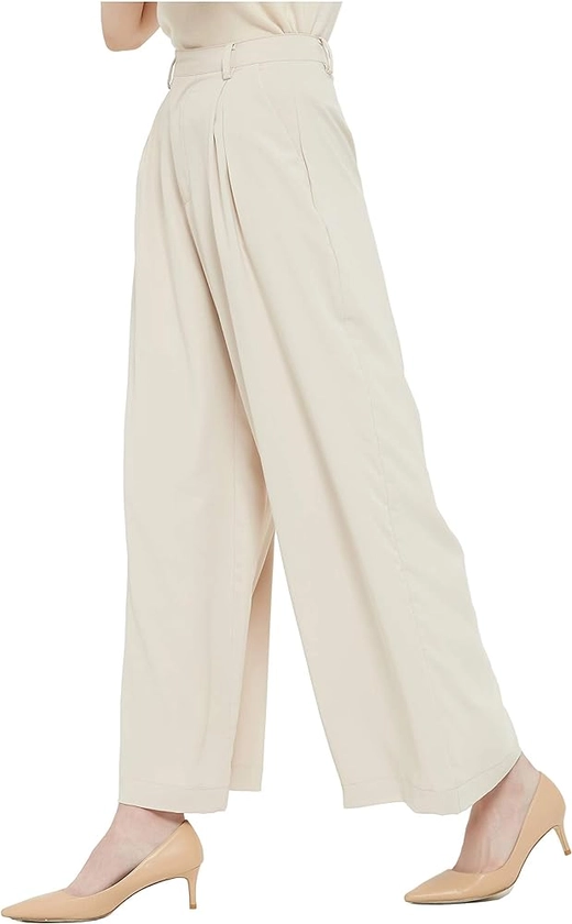 Tronjori Women High Waist Casual Wide Leg Long Palazzo Pants Trousers Regular Size