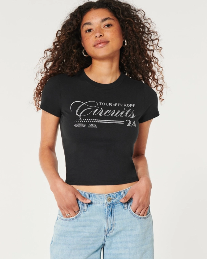 Women's Tour d'Europe Circuits Graphic Baby Tee | Women's Tops | HollisterCo.com