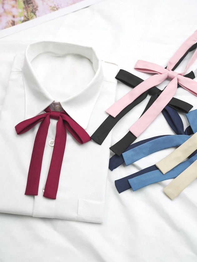 1pc Women's Woven, Simple Solid-Colored Narrow Handle Tie, Suitable For Daily Decoration, Jk Style,School