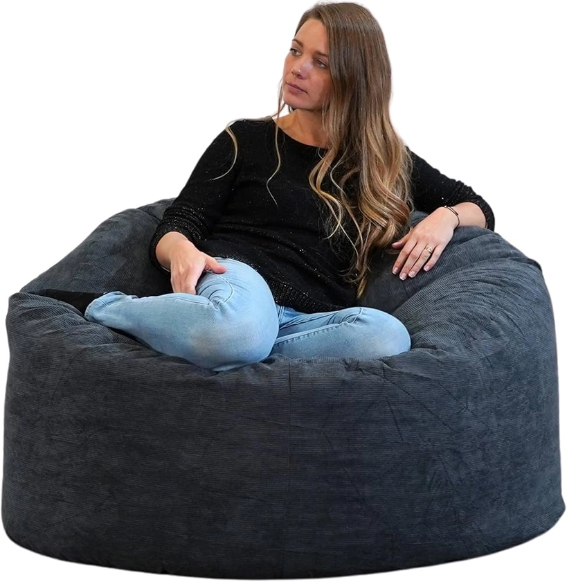 Bananair Pouf Poire Géant 100 cm en Velours Côtelé – Doux et Confortable – Généreusement Rembourré – Pouf Salon, Adulte, Chambre Ado – Gros Pouf XXL, Fauteuil Pouf Élégant (Bleu)