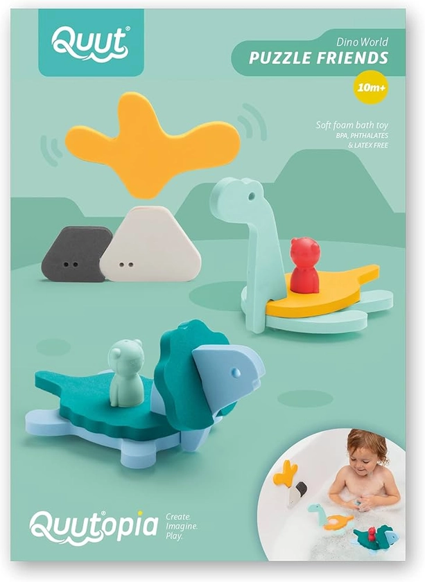 Quut opia Dino World - Jouets de Bain bébé à partir de 10 Mois – Jouet de Bain Bébé - Stimule la motricité et l'imagination