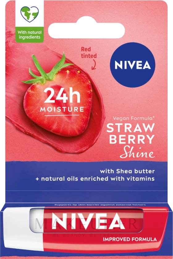 Baume à lèvres, Fraise - NIVEA Lip Care Fruity Shine Strawberry Lip Balm | Makeup.fr