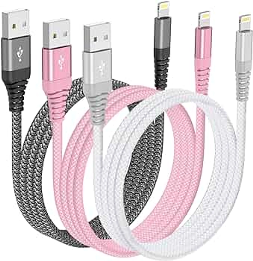 Ofuca iPhone Charger Cable, [3Pack 6FT/1.8m] iPhone Charger Fast Charge USB A to Lightning Cable Compatible with 14 13 12 11 Pro Max XS XR X 8 7 Plus 6S 5 SE