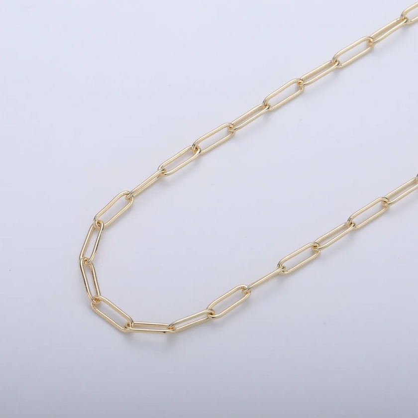 18K Gold Filled Paper Clip Chain by Yard, Link Chain Wholesale Bulk Roll Chain for Jewelry Making, Size 4.3x 4.9mm, ROLL 01 - Etsy