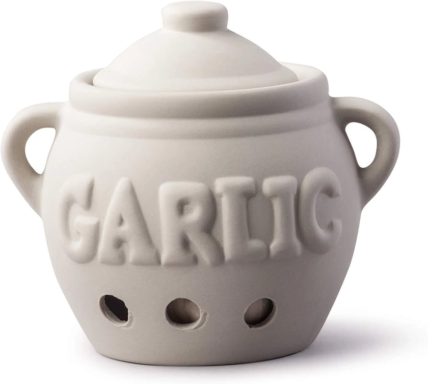 Kilo BA113 Classic Ceramic Garlic Storage Pot. 11cm, Beige, One Size : Amazon.co.uk: Home & Kitchen