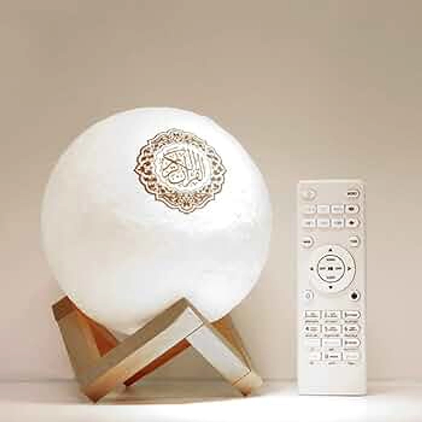 ORETG45 Lampe LED 3D tactile sans fil en forme de lune avec télécommande, 7 couleurs, Bluetooth, fonction haut-parleur avec Coran (français non garanti)