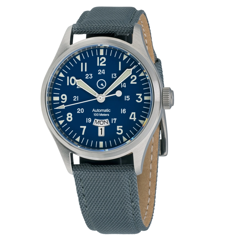 Islander Mitchel "DAY-T" Automatic Field Watch with Blue Dial and Day-Date Display #ISL-194