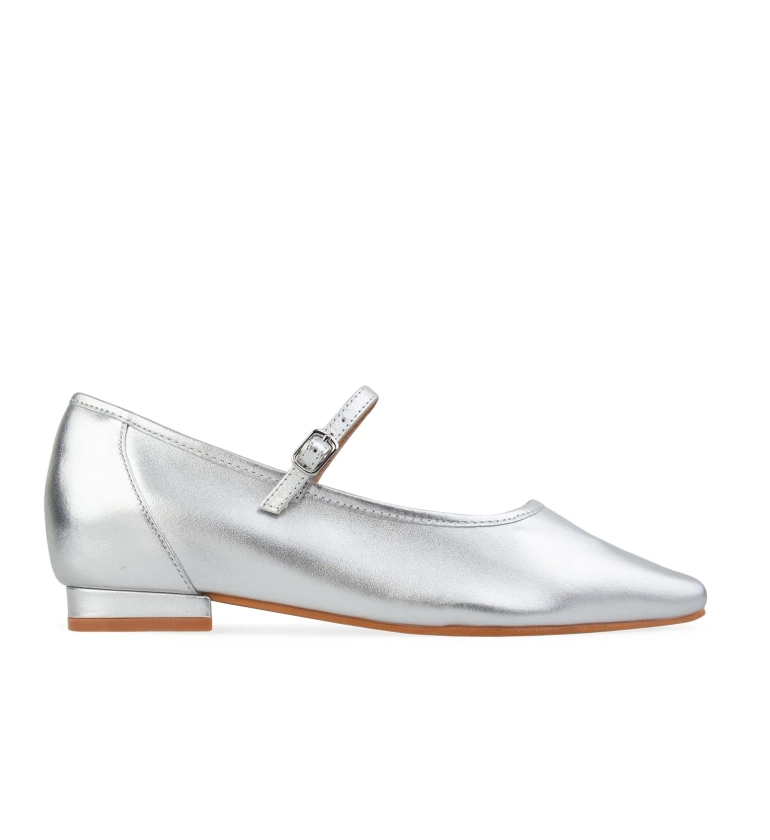 Surfbird Silver Leather Ballet Flats | Bared Footwear