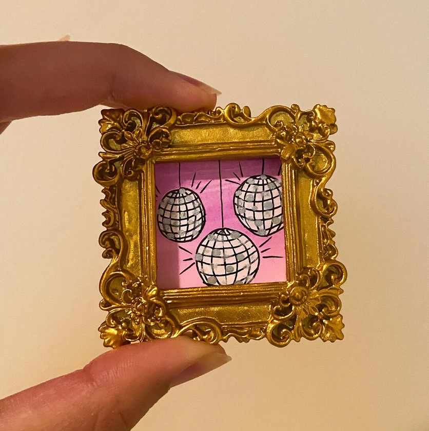 Hand-painted disco ball mini magnet