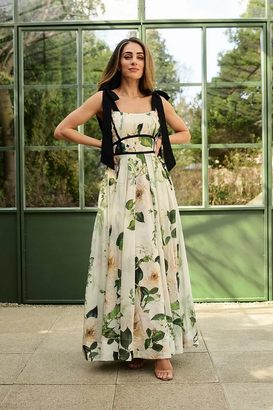 Lydia Millen Petite Floral Silk Cotton Woven Strappy Dress