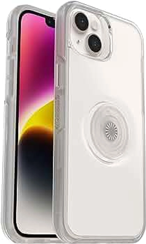OtterBox iPhone 14 Plus Otter + Pop Symmetry Series Clear Case - CLEAR , integrated PopSockets PopGrip, slim, pocket-friendly, raised edges protect camera & screen