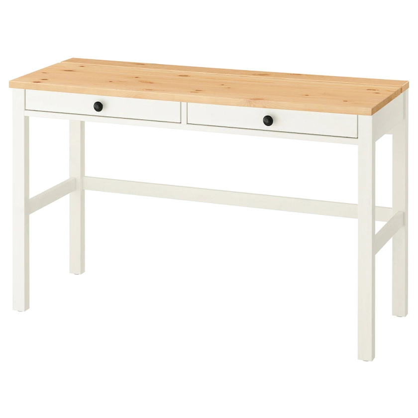 HEMNES Desk with 2 drawers - white stain/light brown 120x47 cm