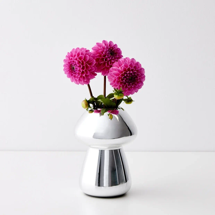 Mushroom Glass Vase Silver | Metallic Decor Accessories - GIGI&TOM