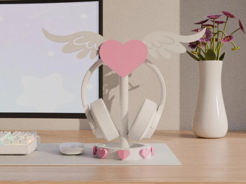 Heart Headphone Stand , Cozy Headphone Holder, Aesthetic Desk Decor, Multicolor, Kawaii Gamer Setup Cute, Decor Angel Headphone Holder - Etsy UK