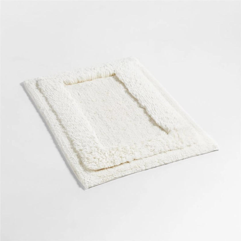 Raffee White Fluffy Cotton Bath Mat + Reviews | Crate & Barrel