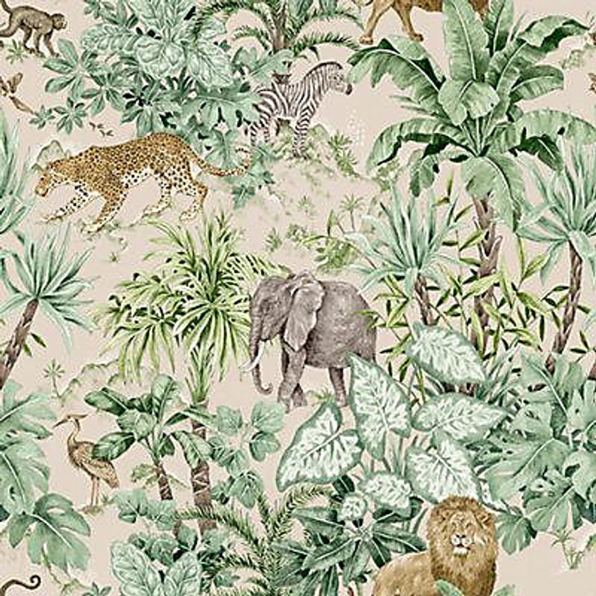 Grandeco Green Safari Jungle Smooth Wallpaper | DIY at B&Q