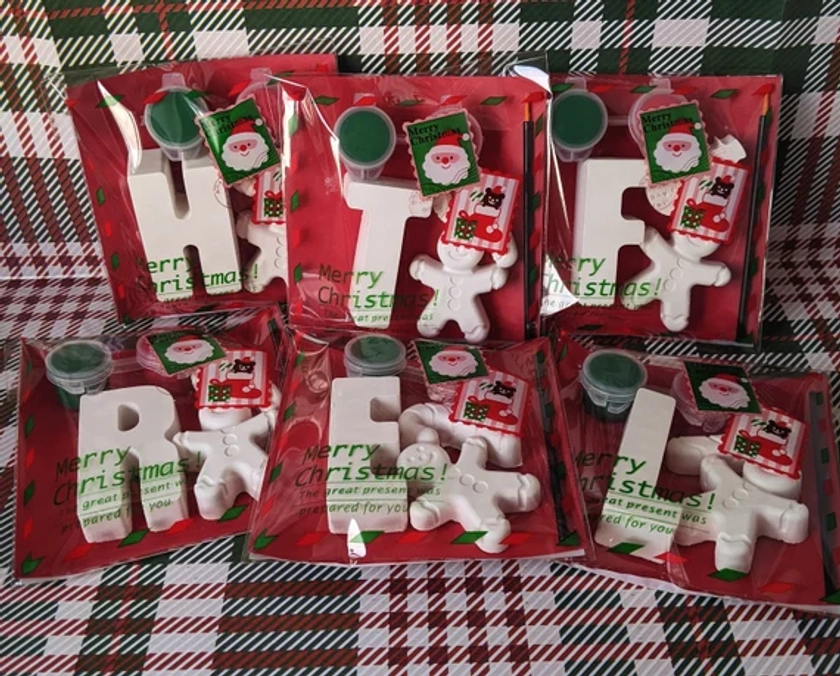 Personalised Christmas stocking fillers, Christmas Eve box activities, Christmas party bag favours, paint your own, christmas initial,