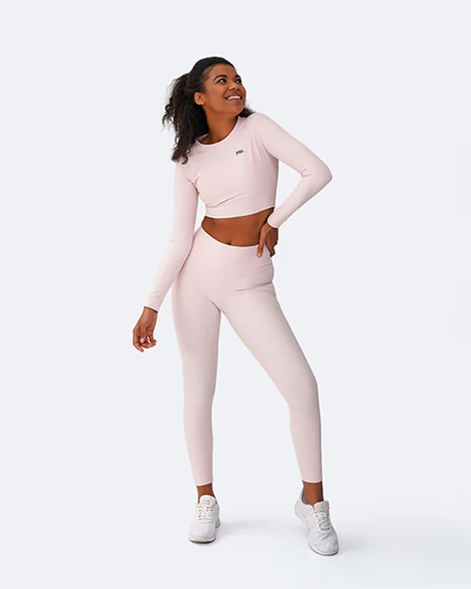 Haut crop-top rose à manches longues BetterMe | Haut de sport stretch à maintien renforcé pour femme | BetterMe Store