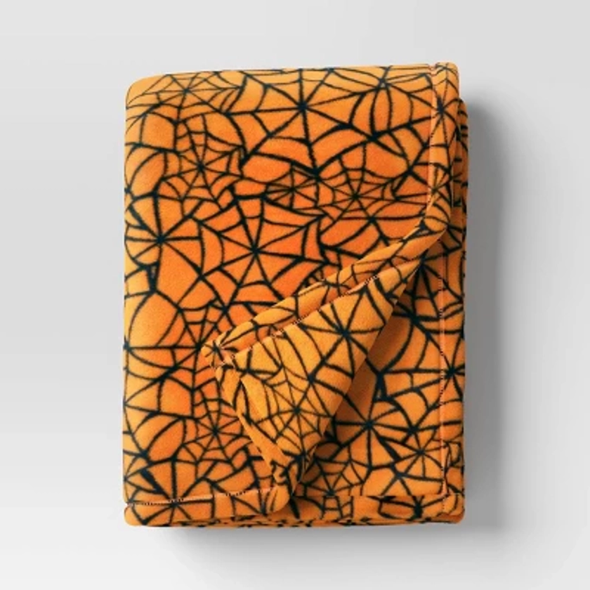 Web Printed Plush Halloween Throw Blanket Orange - Hyde & EEK! Boutique™