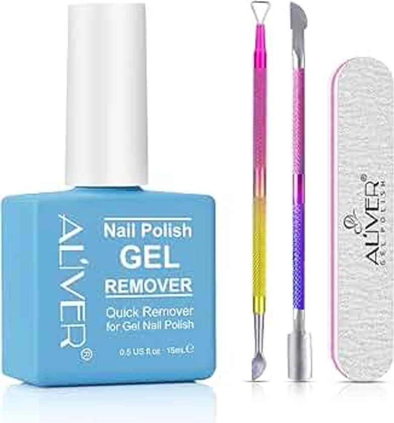 Gel Nail Polish Remover Kit, Gel Remover Gel Acrylic Nail Polish Remover, Easily & Quickly Removes Soak-Off Gel Polish in 1-3 Minutes, Not Hurt Nails (1PCS BLUE COLORFUL SET)