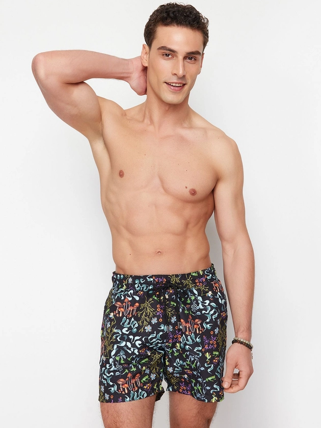 Trendyol Men Floral Printed Mid-Rise Shorts