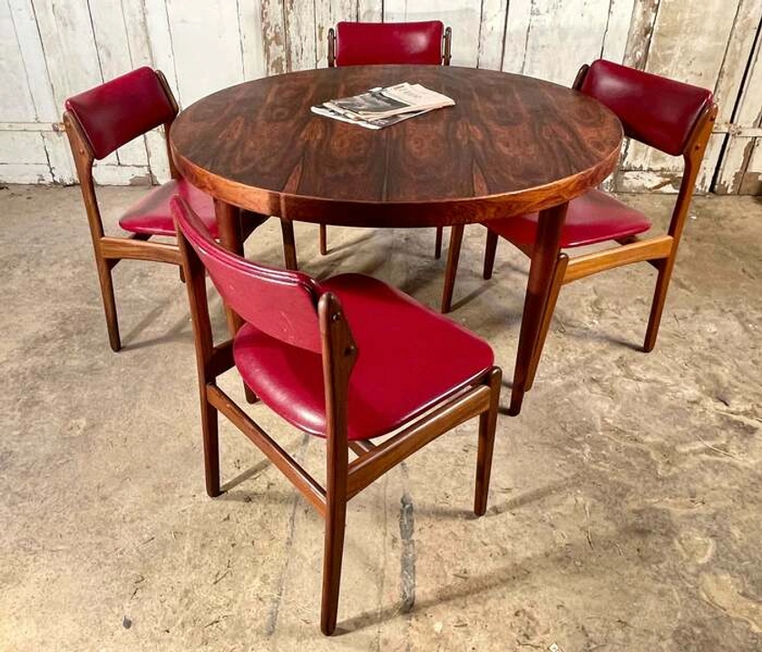 Original Midcentury Circular Rosewood Dining Table Circa 1950 | Vinterior