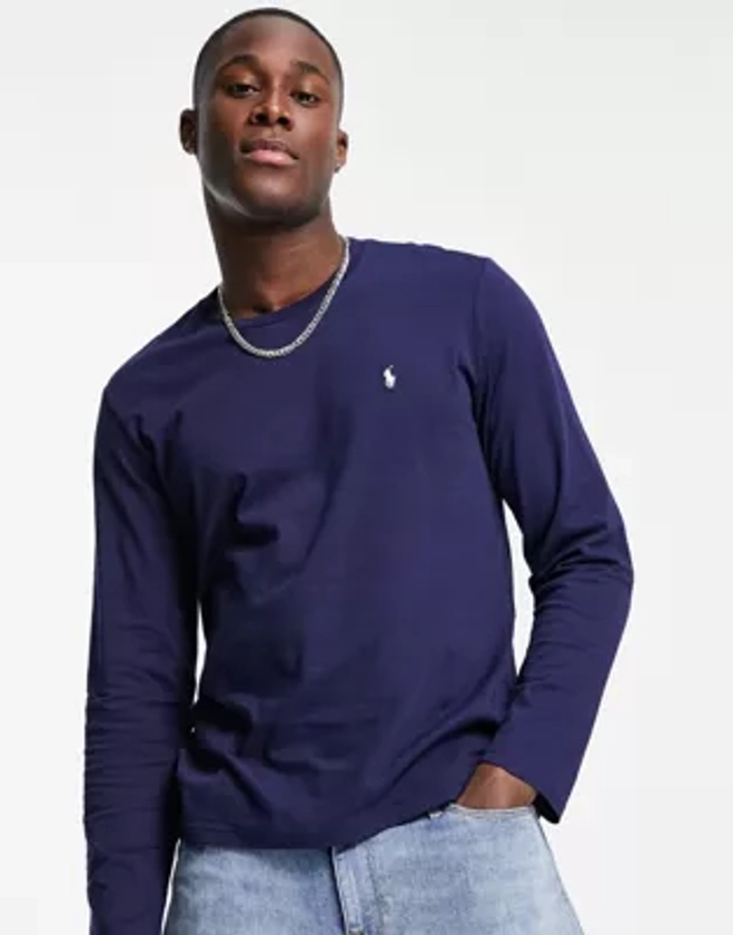 Polo Ralph Lauren - Top à manches longues en coton souple - Bleu marine | ASOS