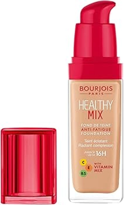 Bourjois - Fond de Teint Healthy Mix - Anti-fatigue et Révélateur d'Eclat - Teint unifié, frais et hydraté - Longue Tenue - 55 Beige Foncé - 30 ml