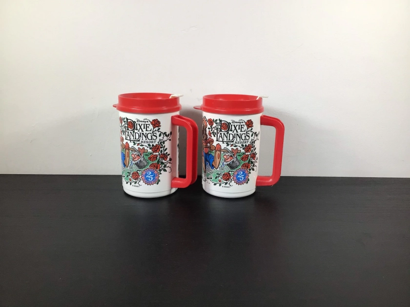 Vintage Set Of Two 1996 Walt Disney World Dixie Landings Resort Coca Cola Thermo Mugs