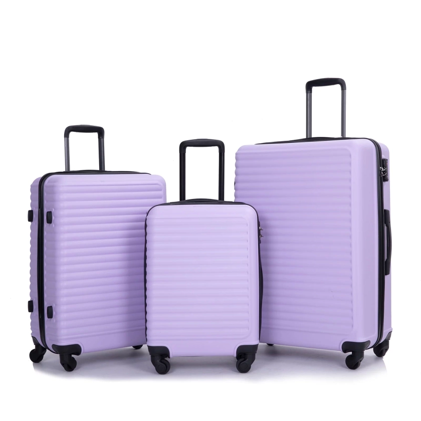 Travelhouse 3 Piece Hardside Luggage Set Hardshell Lightweight Suitcase with TSA Lock Spinner Wheels 20in24in28in.(Light Purple) - Walmart.com