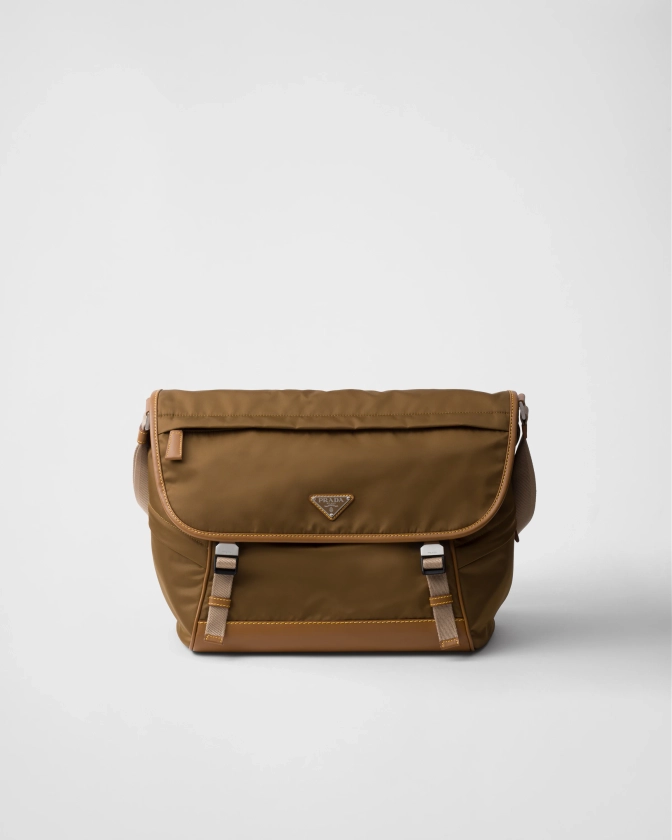 Sac Porté éPaule En Re-nylon Et Cuir Beige Liège | PRADA