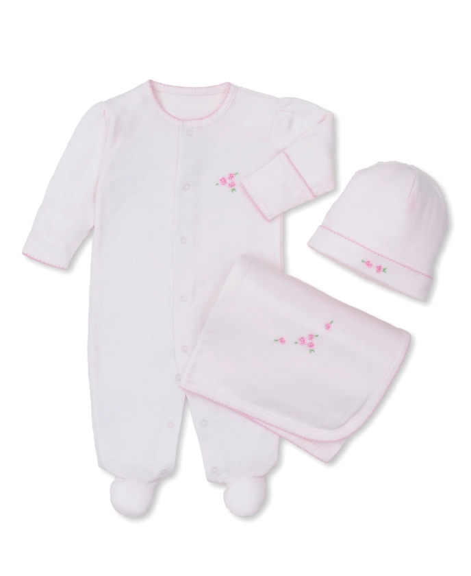 Pink Pointelle Footie, Blanket & Hat Gift Set