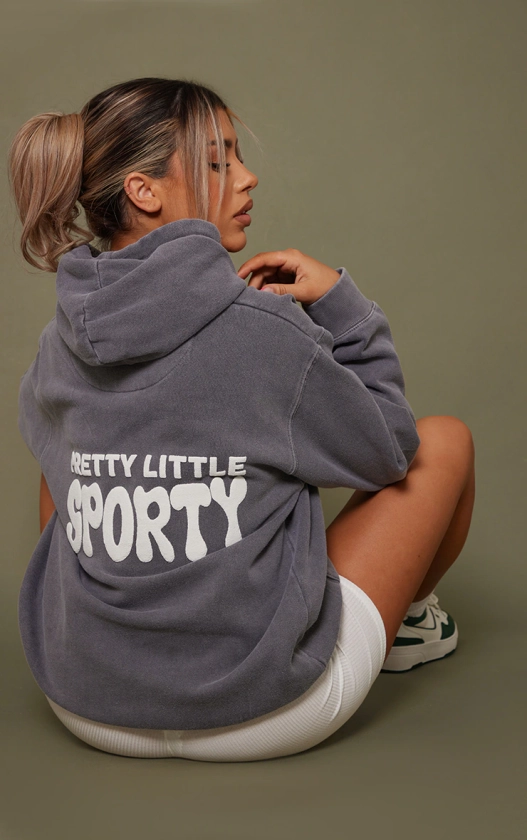 Charcoal Pretty Little Sporty Back Puff Hoodie