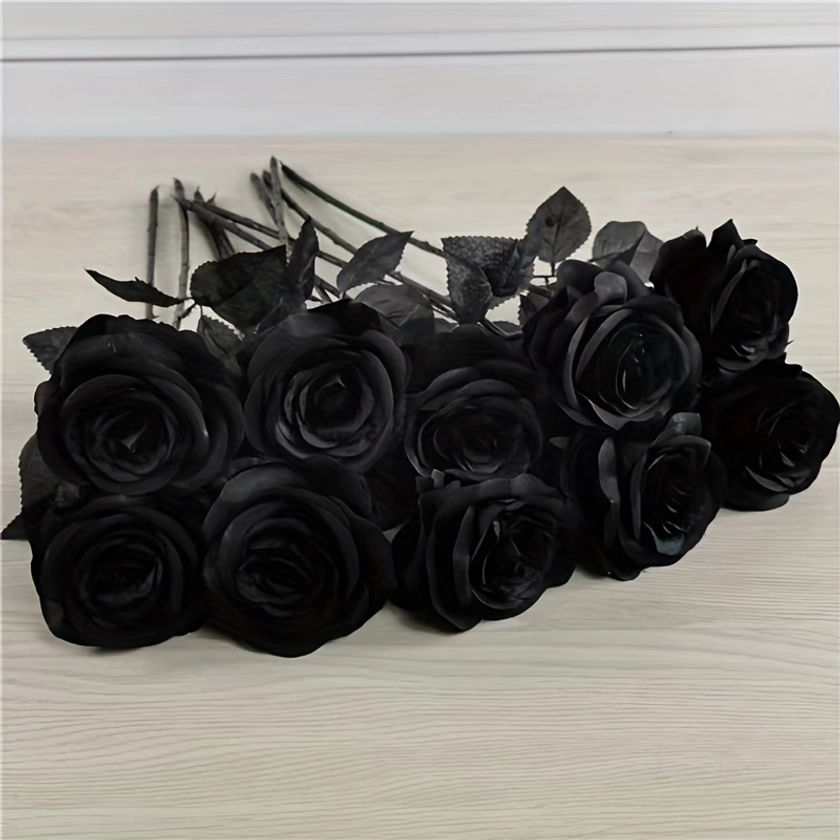 5pcs Roses Artificial Flowers, * Artificial Flower, * Flower Silk Stem Realistic * Flora For DIY Home Office Bridal Wedding Bouquet