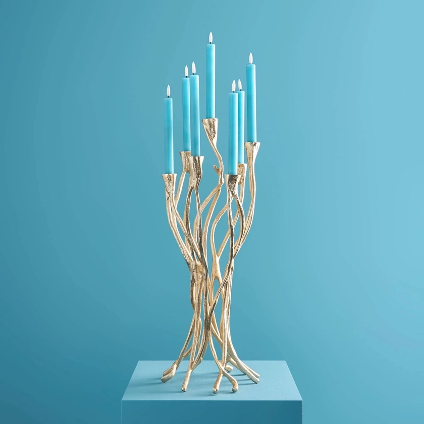 Chandelier Roots, or, aluminium, fait main, 25x22x63,5 cm