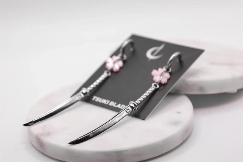 PREORDER - Sakura Blossom Katana Earring