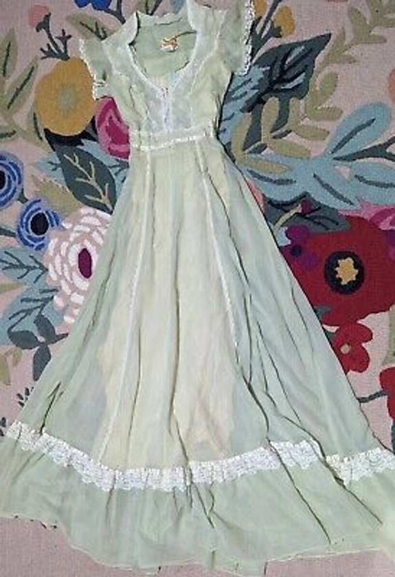 Vintage Gunne Sax by Jessica Cottage Core Prairie Green/Ivory Dress Sz 7 | eBay