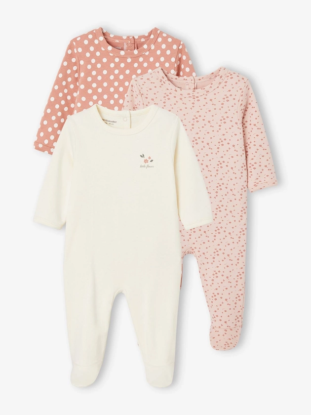 Lot de 3 dors-bien bébé en interlock BASICS - rose