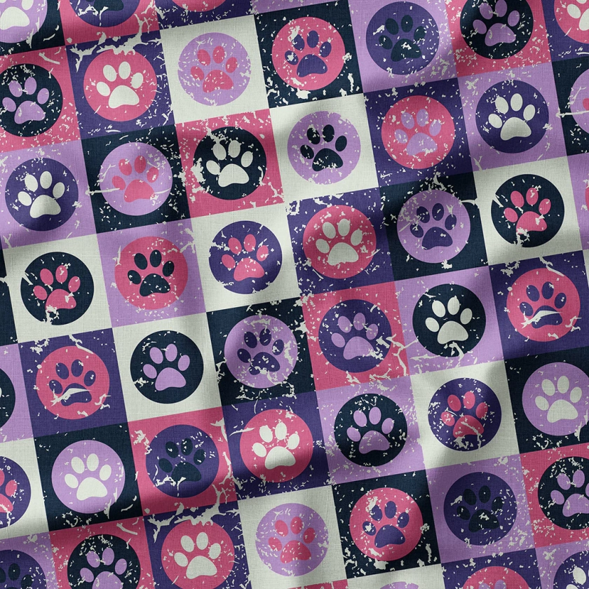 Patchwork Paws Dog Fabric for Outdoor Cushions, Dressmaking, Crafts