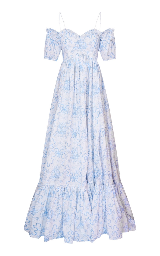 Tabithea Printed Off-Shoulder Cotton Gown