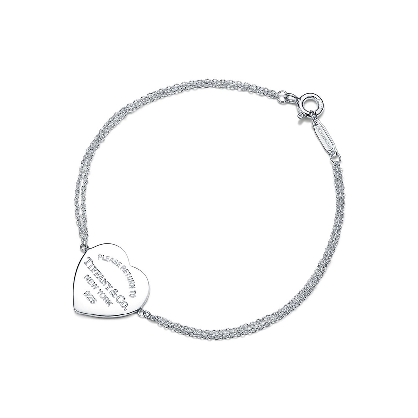 Return to Tiffany™ Heart Tag Double Chain Bracelet in Silver, Small | Tiffany & Co. UK