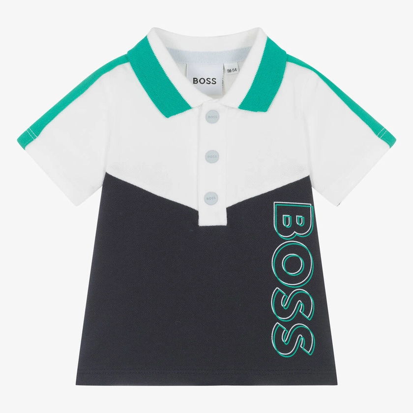 BOSS Baby Boys Navy Blue Cotton Polo Shirt